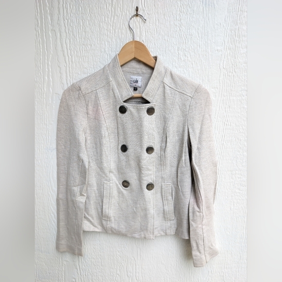 Cabi  #3028 Charlie Double Breasted Oatmeal Moto Style Jacket Women's Size XS - Picture 1 of 5